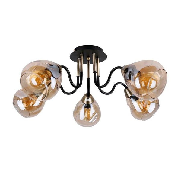 Apparecchio da soffitto con paralume in vetro in nero e oro Unica - Candellux Lighting