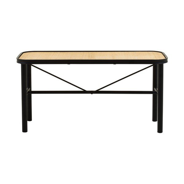 Panchina nera/di colore naturale in rattan Depok – Premier Housewares-image-2