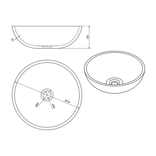 Lavabo rotondo marrone in ceramica ø 41 cm Priori – Sapho-image-3
