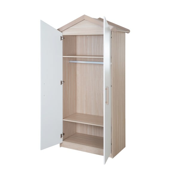 Armadio per bambini bianco/di colore naturale con effetto rovere 96x190x50 cm Cabane – Roba-image-4