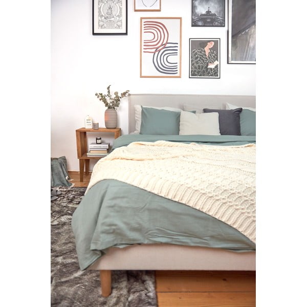 Biancheria da letto singola verde menta in cotone stonewashed , 140 x 200 cm - Bonami Selection-image-4