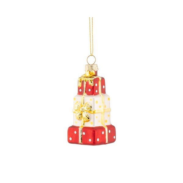 Decorazione per albero di natale in vetro 4 cm Stack of Presents – Sass & Belle
