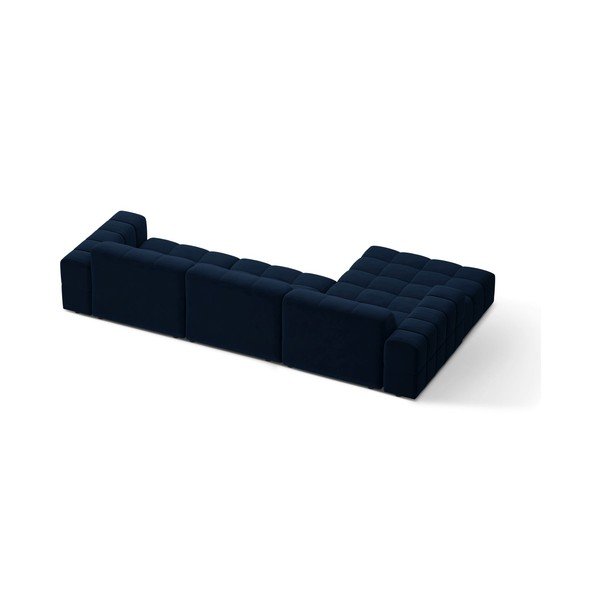 Divano angolare blu scuro (con penisola a sinistra/con chaise lounge) con rivestimento in velluto Chicago – Cosmopolitan Design-image-2