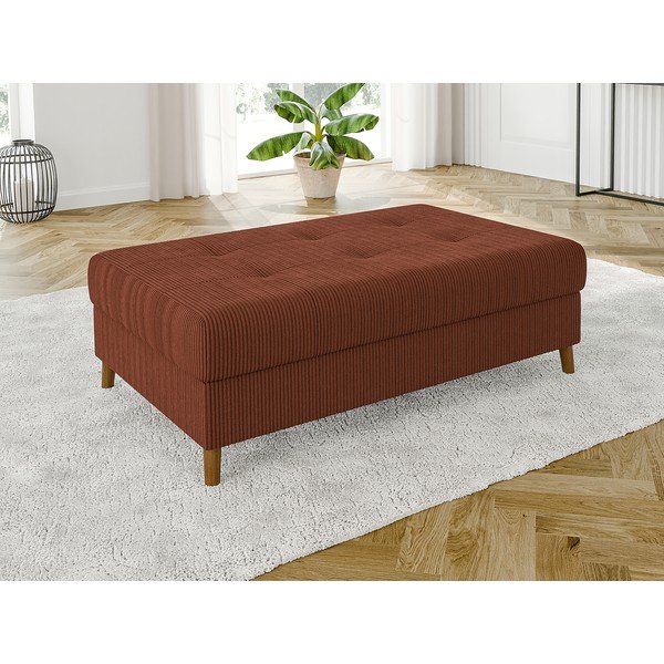 Poggiapiedi color mattone con rivestimento in velluto a coste Ariella – Ropez-image-1