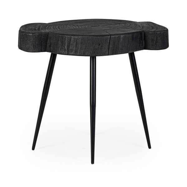 Tavolino da salotto nero con piano in acacia 35x45 cm Zakia – Bizzotto-image-1