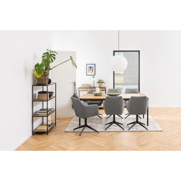 Libreria nera-color legno naturale effetto rovere 77x114 cm Seaford - Actona-image-1