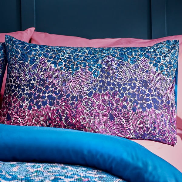 Biancheria da letto blu/rosa in microsatinato per letto matrimoniale 200x200 cm Animal Print – Catherine Lansfield-image-2