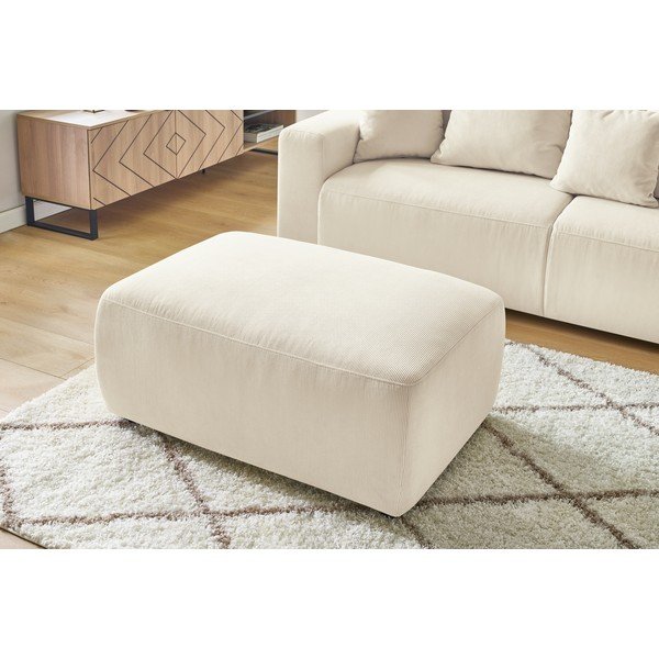 Pouf in velluto a coste color crema Envy - Bobochic Paris-image-1