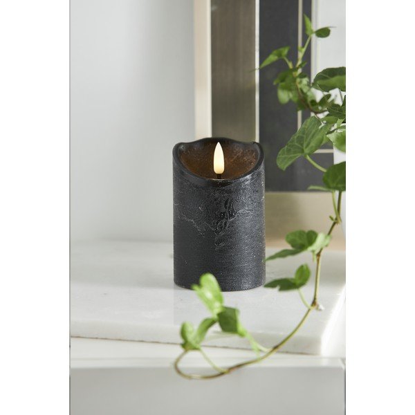 Candela LED in cera nera, altezza 12,5 cm Flamme Rustic - Star Trading-image-3