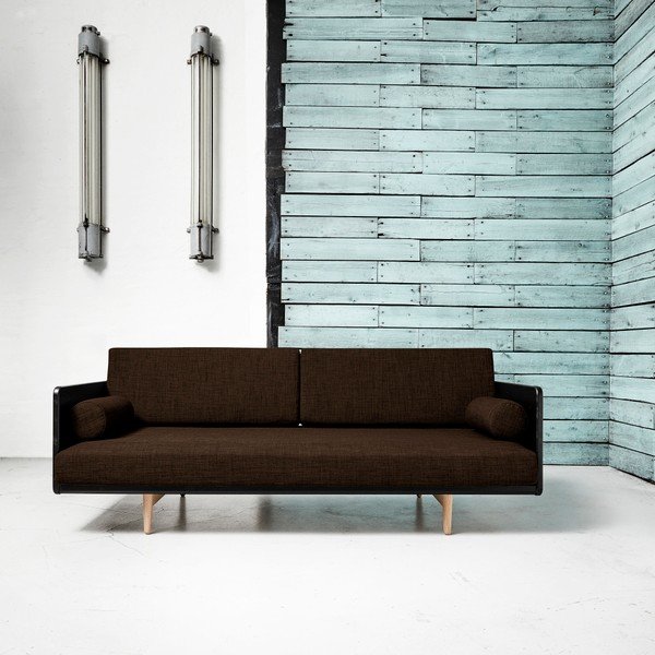 Rozkládací pohovka Karup Deva Black/Raw Oak/Choco Brown