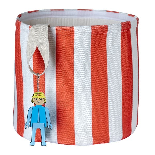 Cesto per giocattoli in tessuto rosso ø 30x28 cm Stripes - Playmobil