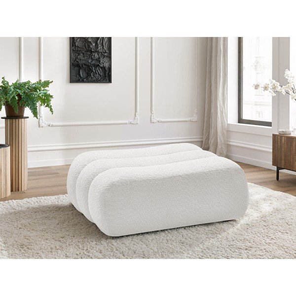 Poggiapiedi bianco con rivestimento in bouclé Azra – Bobochic Paris-image-1