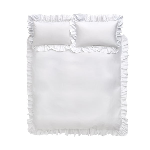 Biancheria da letto in cotone bianco Frill, 135 x 200 cm - Bianca