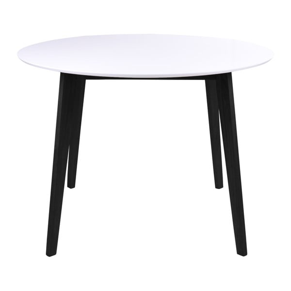 Tavolo da pranzo con piano bianco e gambe in legno di gomma nero , ⌀ 105 cm Vojens - House Nordic