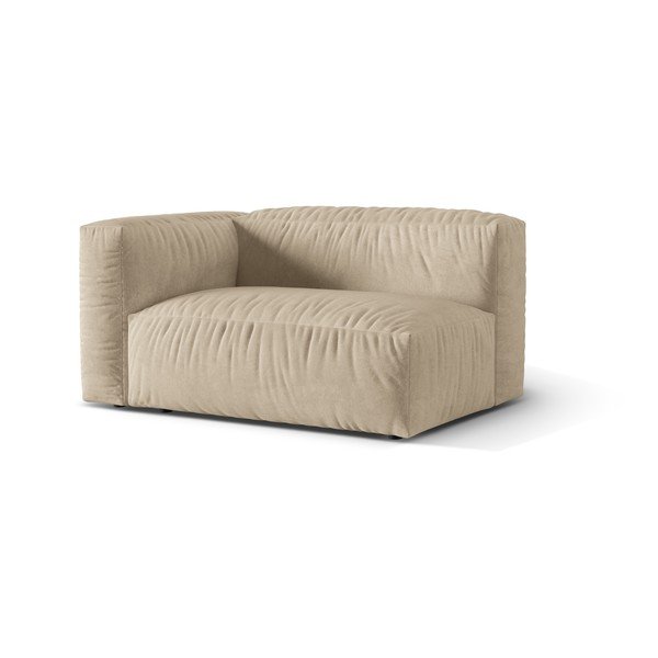 Parte divano componibile beige (con penisola a sinistra) con rivestimento in velluto Martina – Micadoni -image-1