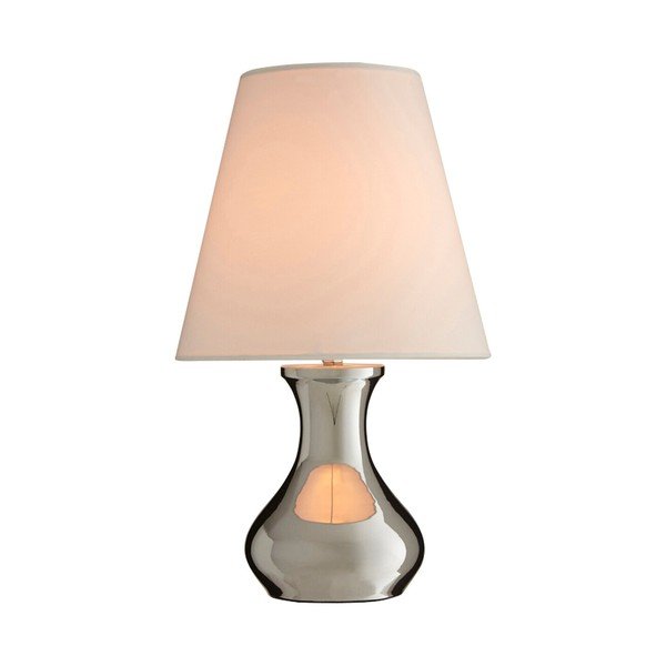 Lampada da tavolo color crema/argentata in metallo con paralume in tessuto (altezza totale 36 cm) Nell – Premier Housewares-image-1