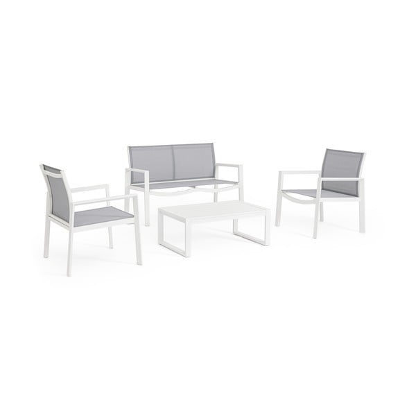 Set di mobili da giardino bianco in alluminio per 4 persone Kallen   – Bizzotto-image-1