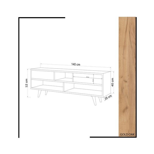 Tavolo TV bianco con dettagli in legno di quercia Garetto Glasgow - Mod Design-image-2