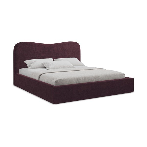 Letto matrimoniale imbottito viola scuro con contenitore con rete inclusa 160x200 cm Kahai – Makamii