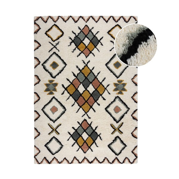 Tappeto in lana tessuto a mano color crema 200x290 cm Moroccan Midar - Flair Rugs