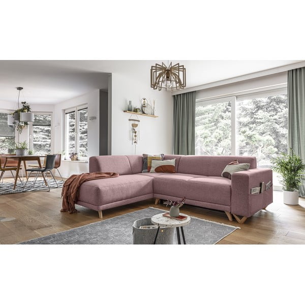 Divano angolare rosa allungabile e con contenitore (penisola a sinistra/a L) Classy Sophie – Miuform-image-3