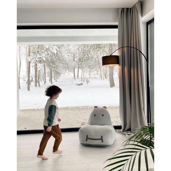 Pouf a sacco per bambini grigio chiaro Hippo – The Brooklyn Kids-image-2