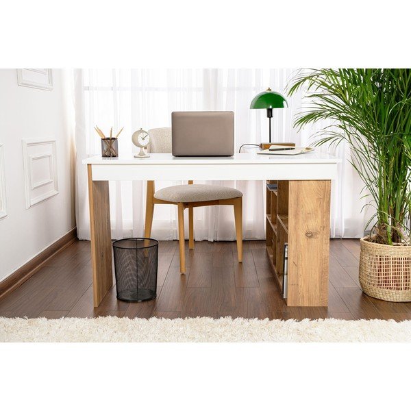 Scrivania angolare con effetto pino 120x130 cm Vesper – Kalune Design-image-4