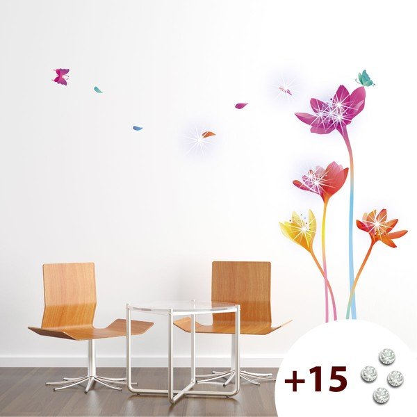 Set di adesivi e 15 cristalli Swarovski Fiori d'arcobaleno - Ambiance
