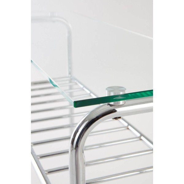 Tavolo consolle color argento lucido con piano in vetro 32x100 cm Walle – Jotex-image-3