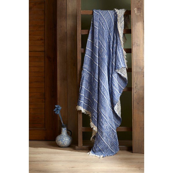 Copriletto in mussola blu per letto matrimoniale 220x240 cm Etno - Mijolnir-image-2