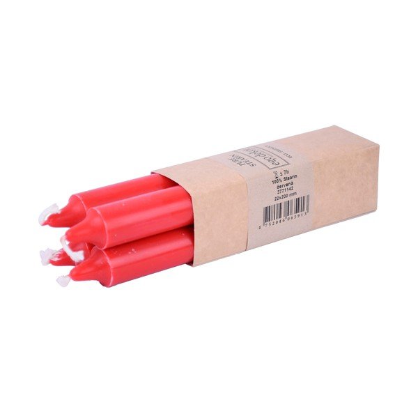 Set di 4 candele lunghe rosse Ego Dekor ED, durata di combustione 7 h - Eco candles by Ego dekor-image-2