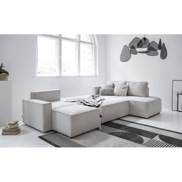 Divano letto angolare in velluto a coste bianco Brave Dave - Miuform-image-3