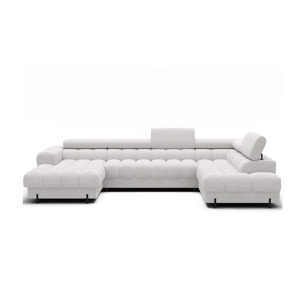 Divano angolare color crema allungabile (con penisola a destra/a U) con rivestimento in bouclé Feraria – ELTAP