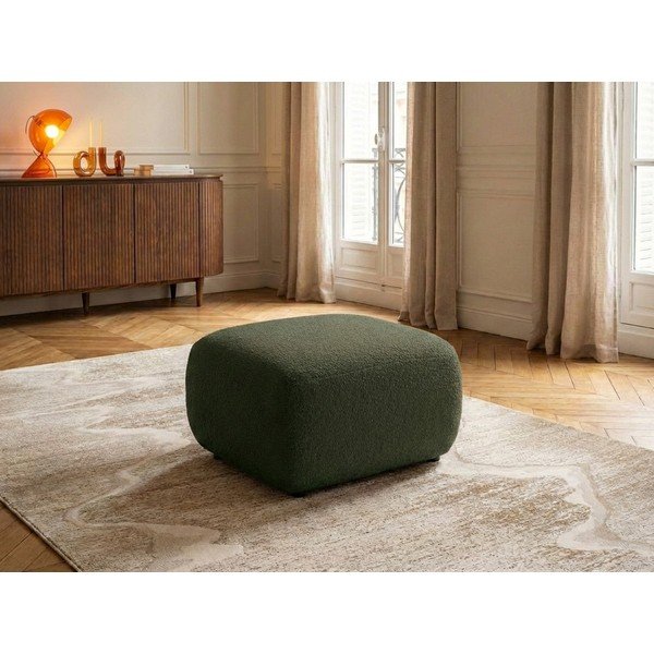 Poggiapiedi verde con rivestimento in bouclé Montaigne – Bobochic Paris-image-1