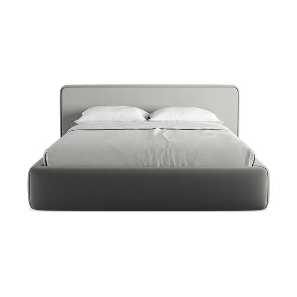 Letto matrimoniale imbottito grigio con contenitore con griglia 160x200 cm Kiana - Makamii-image-4