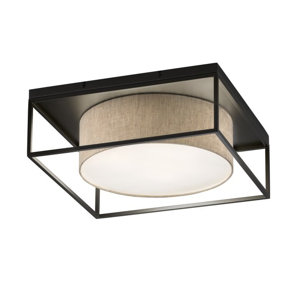 Lampada da soffitto nera e beige con paralume in tessuto 50x50 cm Carre - Fischer & Honsel