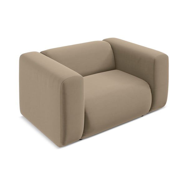 Poltrona beige con rivestimento in velluto Ekahi – Makamii-image-3