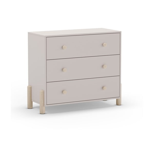 Cassettiera bassa per bambini in legno di pino color crema 90x80 cm Enola - Marckeric-image-3