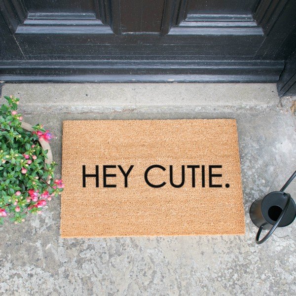Tappetino in cocco naturale nero, 40 x 60 cm Hey Cutie - Artsy Doormats-image-1