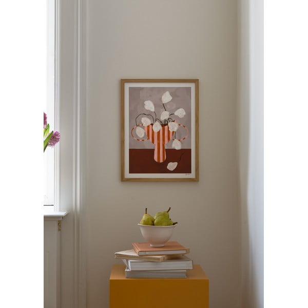 Poster 30x40 cm White Flowers in Striped Vase – Frankie Penwill – The Poster Club-image-1