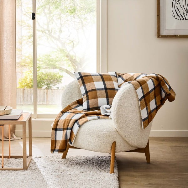 Coperta marrone in sherpa 125x150 cm Ecossais – douceur d'intérieur-image-2