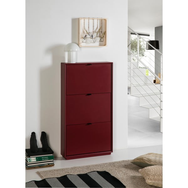 Scarpiera rossa con 3 cassetti Luka - Marckeric-image-4