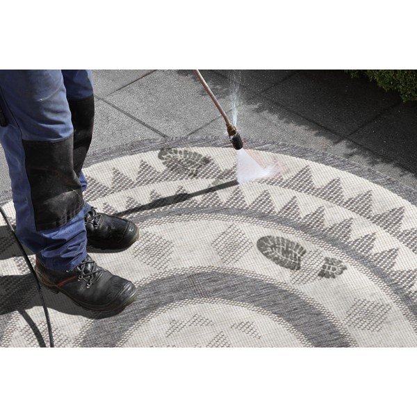 Tappeto da esterno grigio e crema , ⌀ 140 cm Jamaica - NORTHRUGS-image-1