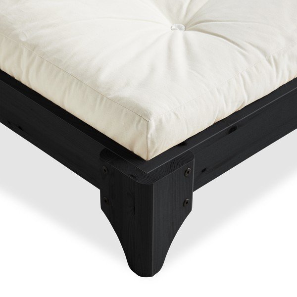 Letto matrimoniale in pino con materasso Comfort Mat Black/Natural, 140 x 200 cm Elan - Karup Design-image-3