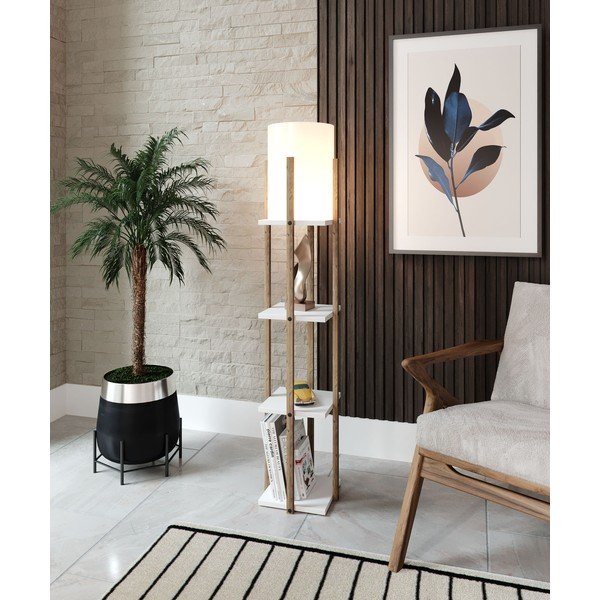 Lampada da terra bianca/di colore naturale (altezza totale 135 cm) Nora – Opviq lights-image-1