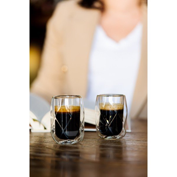 Tazze in set per espresso/con parete doppia in vetro 2 pz 100 ml Geo – Vialli Design-image-1