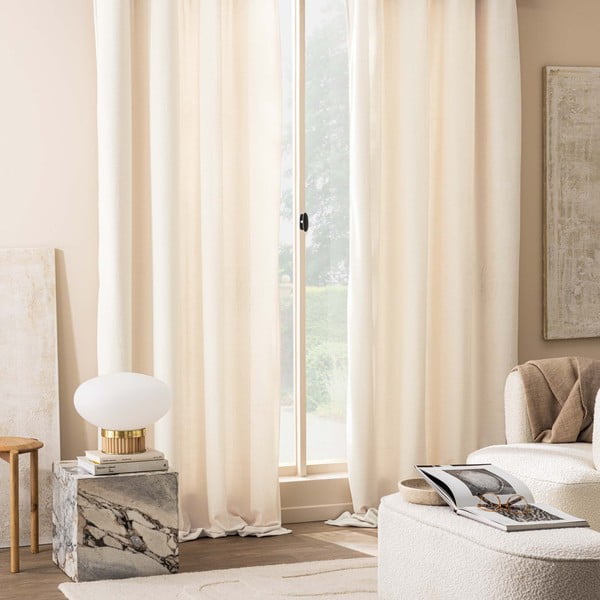 Tenda color crema in bouclé 140x260 cm Winona – douceur d'intérieur-image-1