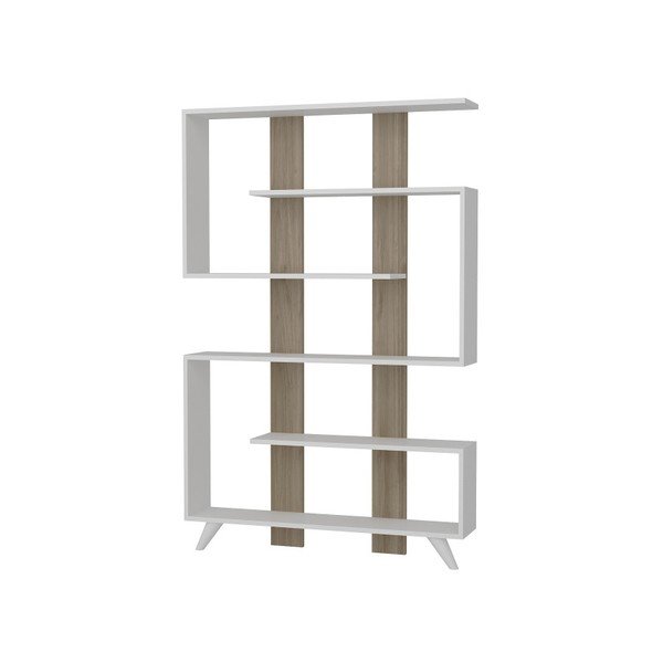Libreria bianca in legno di noce Rain - Woody Fashion