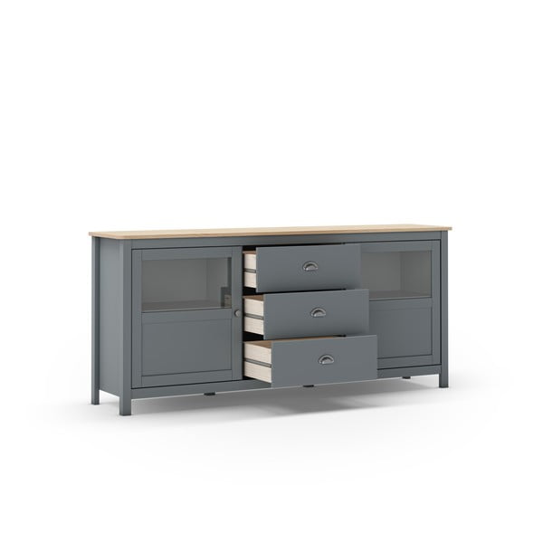 Cassettiera verde polveroso in pino massiccio 180x80x40 cm Misti – Marckeric-image-2