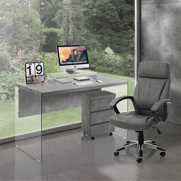 Sedia da ufficio grigio scuro in similpelle Rye – Tomasucci-image-1